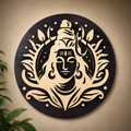 Handcrafted Shiva Serenity Plaque featuring a layered wooden Lord Shiva design displayed as elegant wall décor.